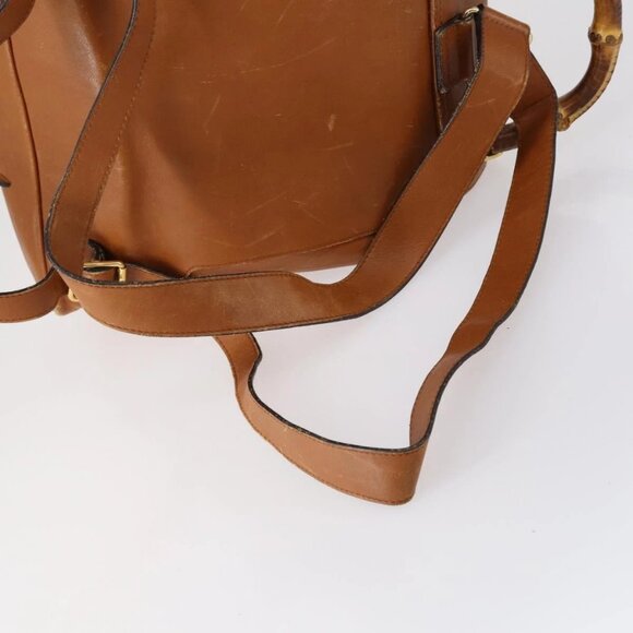 GUCCI Bamboo Backpack Leather Brown Gold 003 1998 0016 Auth 153308 main image 13